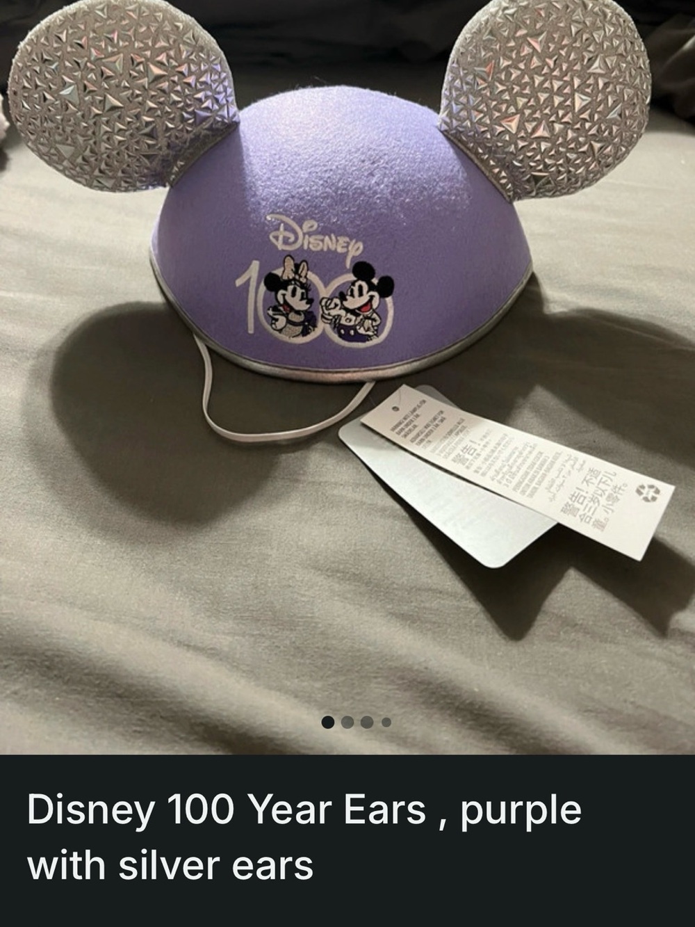 Disney Purple Mickey 100th Anniversary Ear Hat with Silver Ears